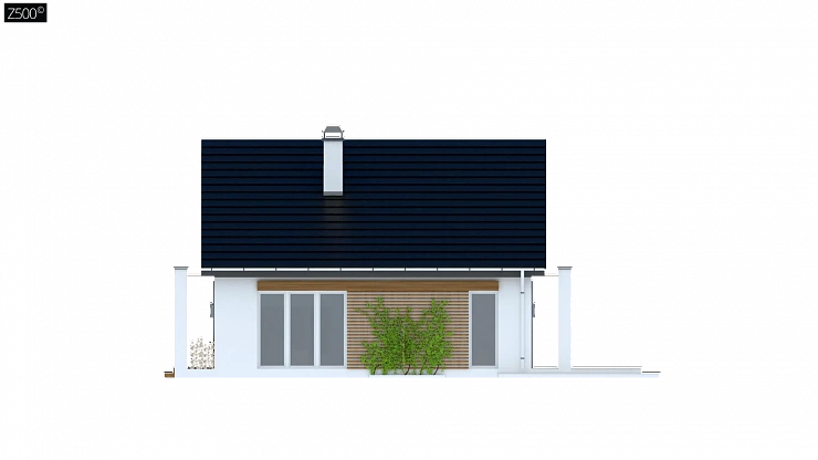 Одноэтажный дом с дополнительной фронтальной террасой.