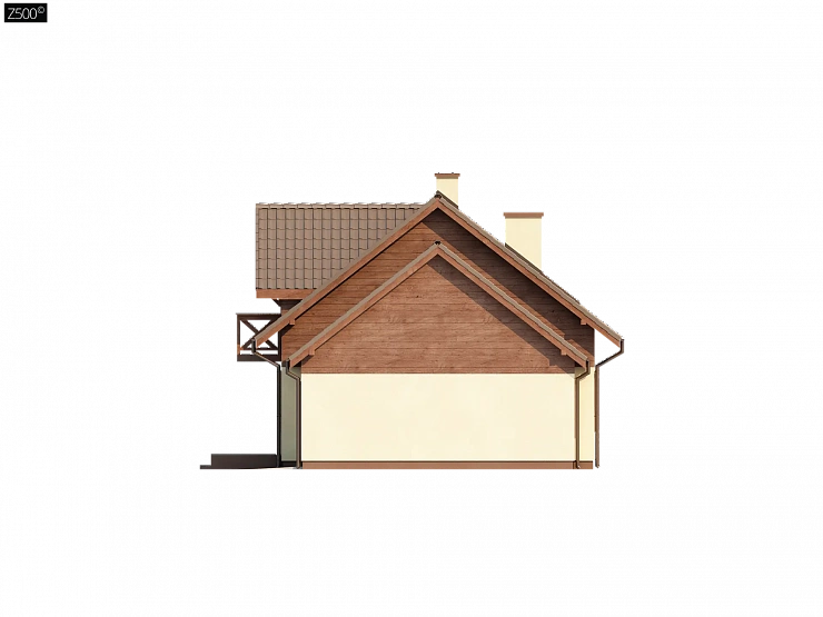 Практичный дом с гаражом, с красивым мансардным окном и боковой террасой.