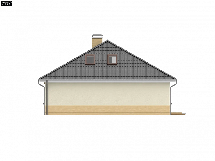 Традиционный дом с мансардой, с большим углом наклона крыши.