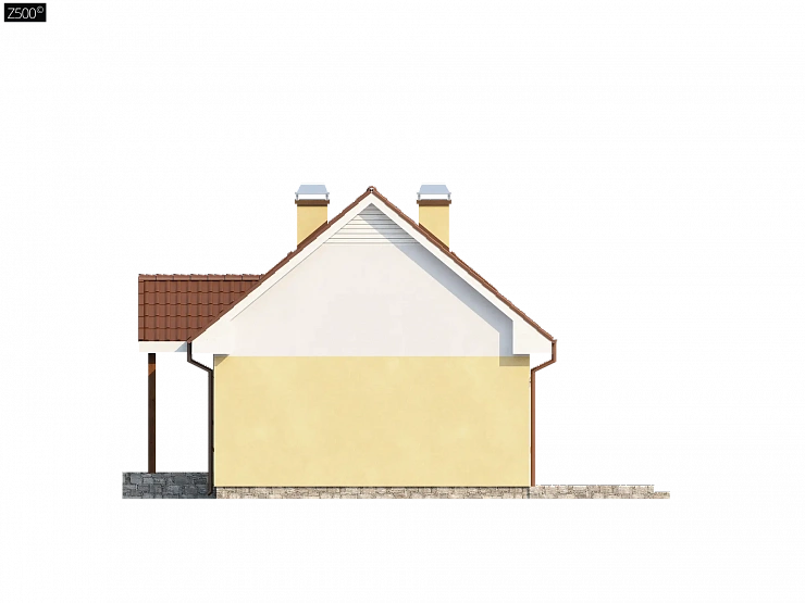 Компактный традиционный дом простой формы с двускатной крышей.