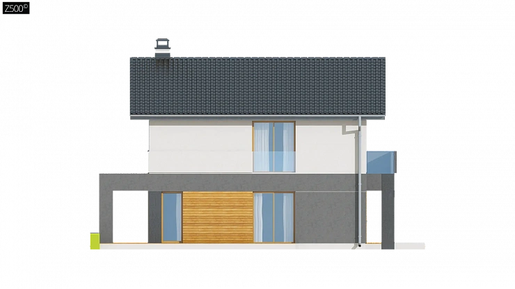 Двухэтажный дом с современными элементами для узкого участка.