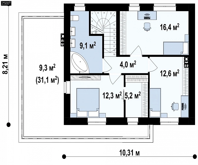 Обновленный вариант Z29 с гаражом и комнатой на первом этаже