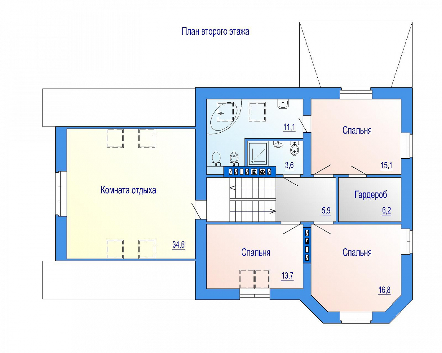Двухэтажный кирпичный дом с мансардой, 320 м2, проект 04-034