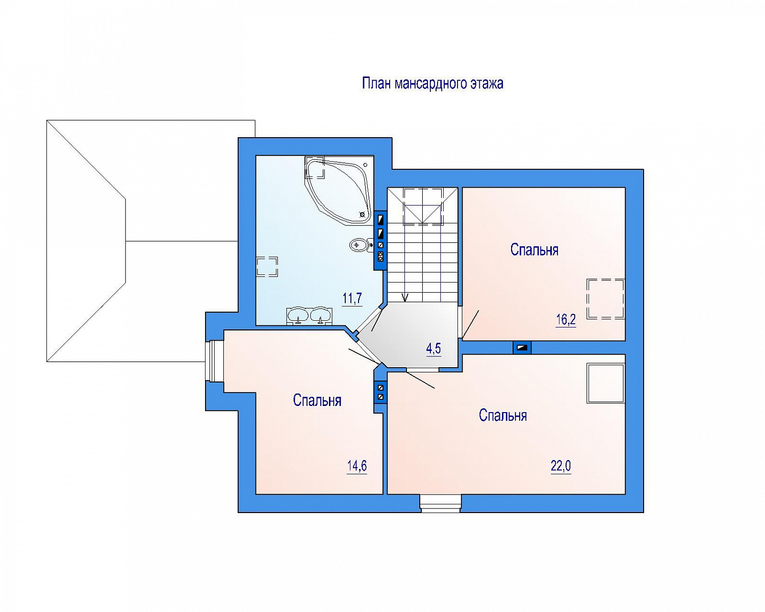 Двухэтажный кирпичный дом с мансардой, 158м2, проект 05-600