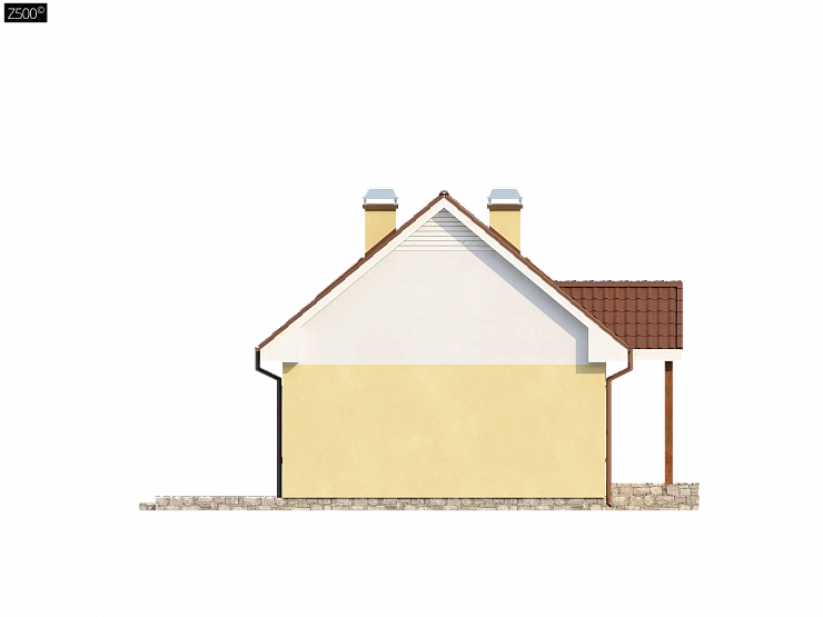 Компактный традиционный дом простой формы с двускатной крышей.