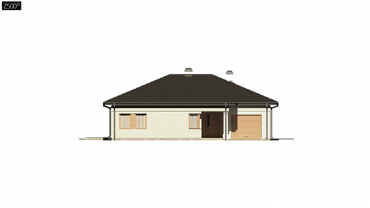 Вариант проекта одноэтажного дома Z204  с гаражом для одной машины.