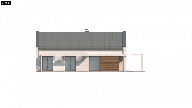 Проект небольшого одноэтажного дома простого современного дизайна.