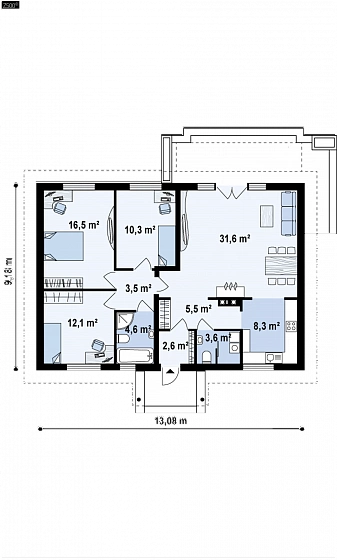 Выгодный и простой в строительстве дом полезной площадью 100 м2.