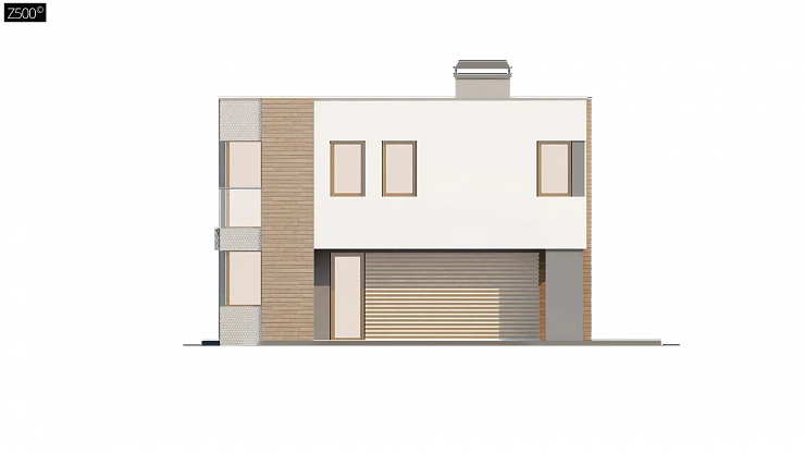 Практичный двухэтажный дом в стиле модерн с обширной террасой над гаражом.