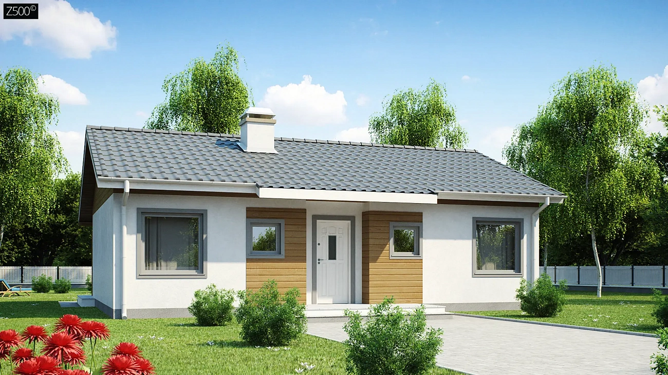 Компактный дом с двускатной крышей — выгодный, функциональный и практичный.