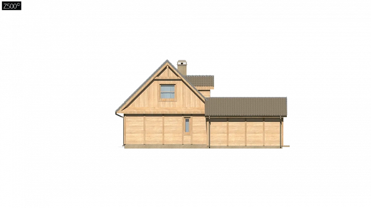 Вариант проекта Z39 c деревянными фасадами и гаражом расположенным слева.