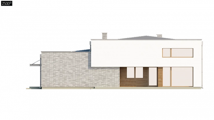 Одноэтажный практичный дом с плоской крышей современного дизайна.