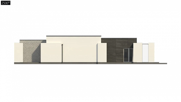 Одноэтажный дом с плоской крышей и крытыми террасами
