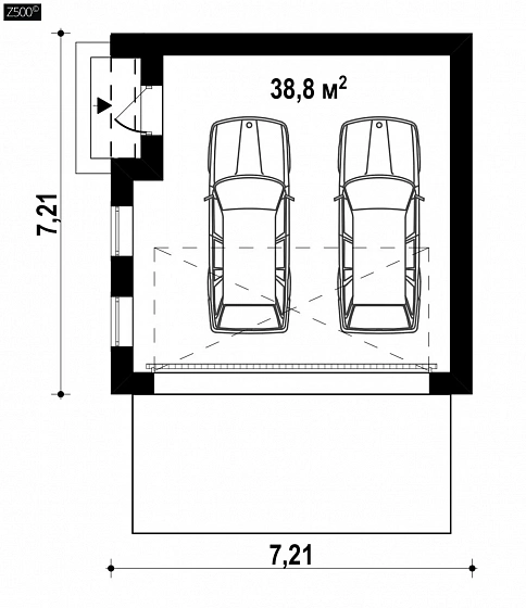 Современный проект просторного гаража  для двух автомобилей