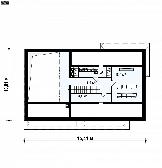 Одноэтажный дом с дополнительным пространством на чердаке